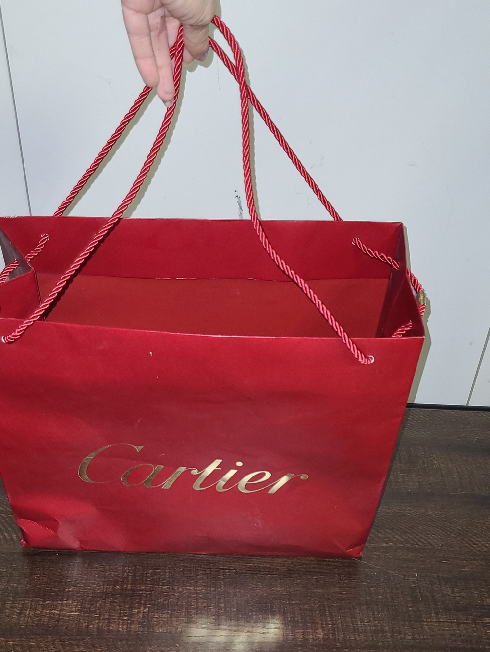 Cartier Red Paper Tote with Gold Logo